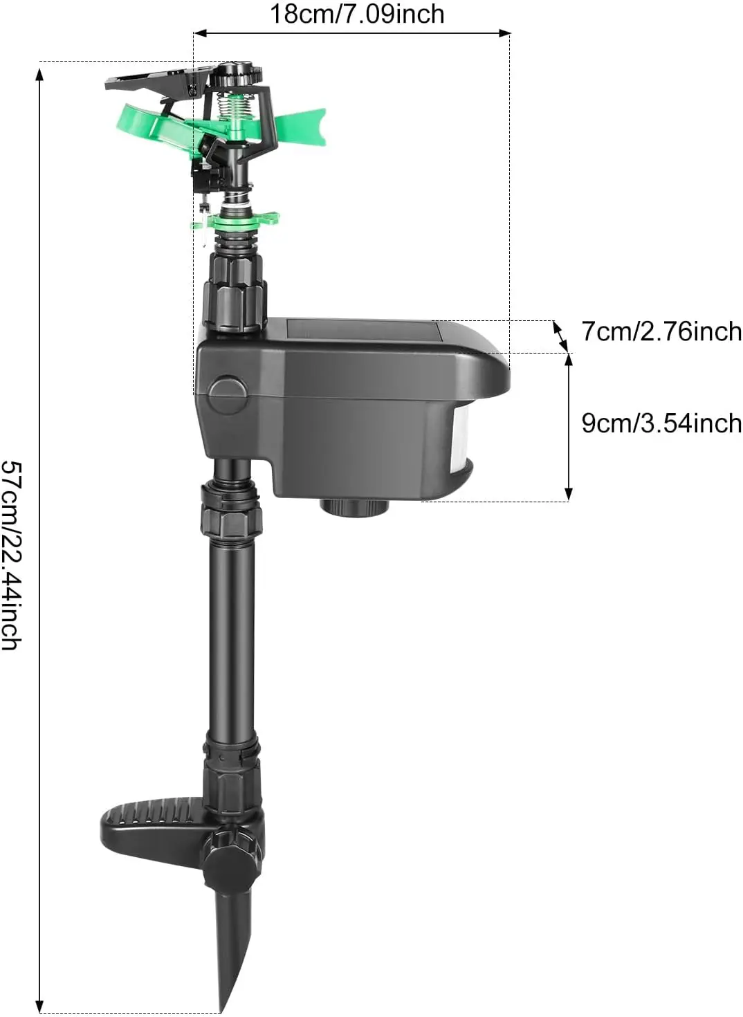 Automatyczny zraszacz solarny z czujnikiem ruchu, rozpylający wodę, odstraszający zwierzęta, do ochrony ogrodu, sadu i trawnika.