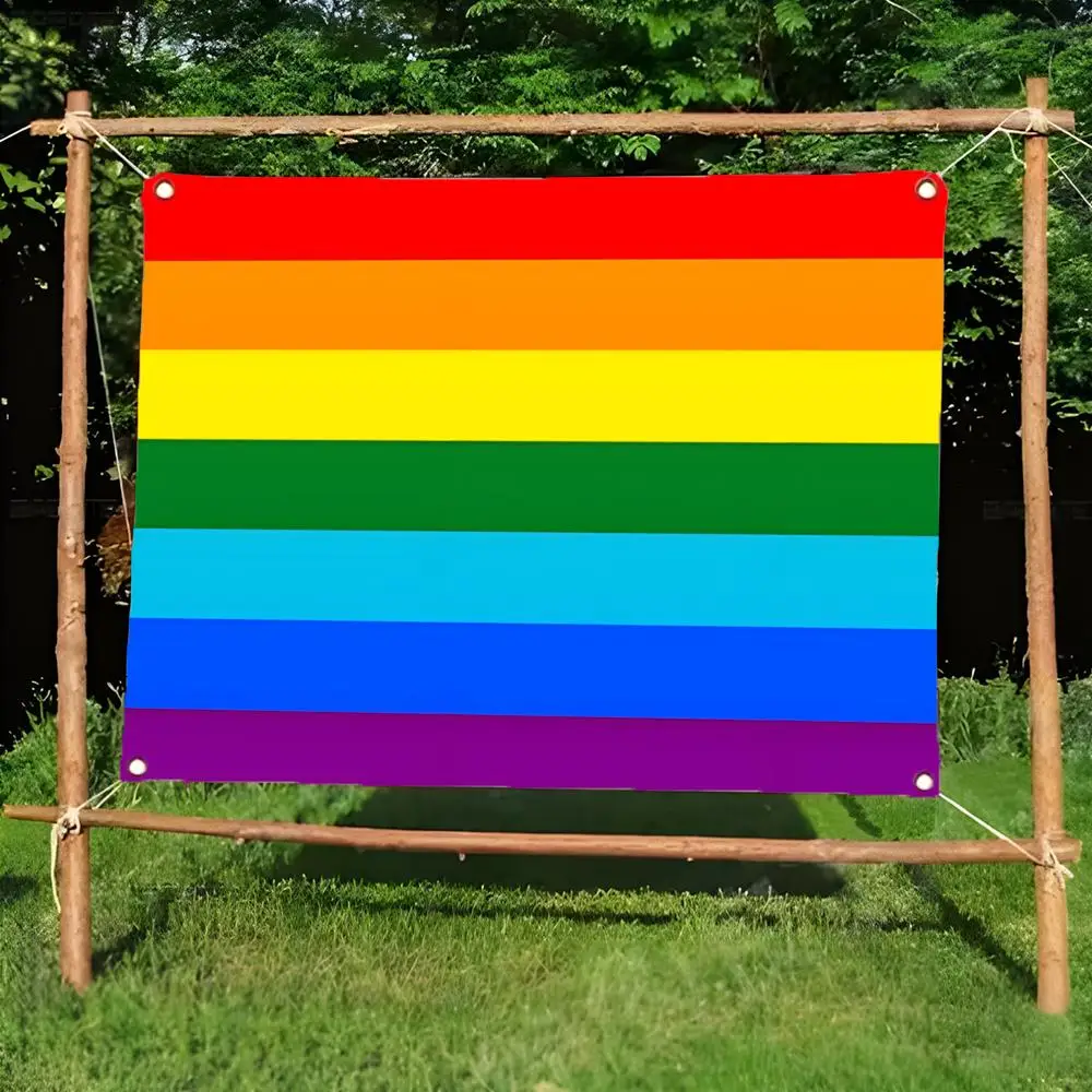 Trendy Colorful United L-LGBT Pride Flags Borderless four-ring ornament indoor outdoor decoration effortless to hang
