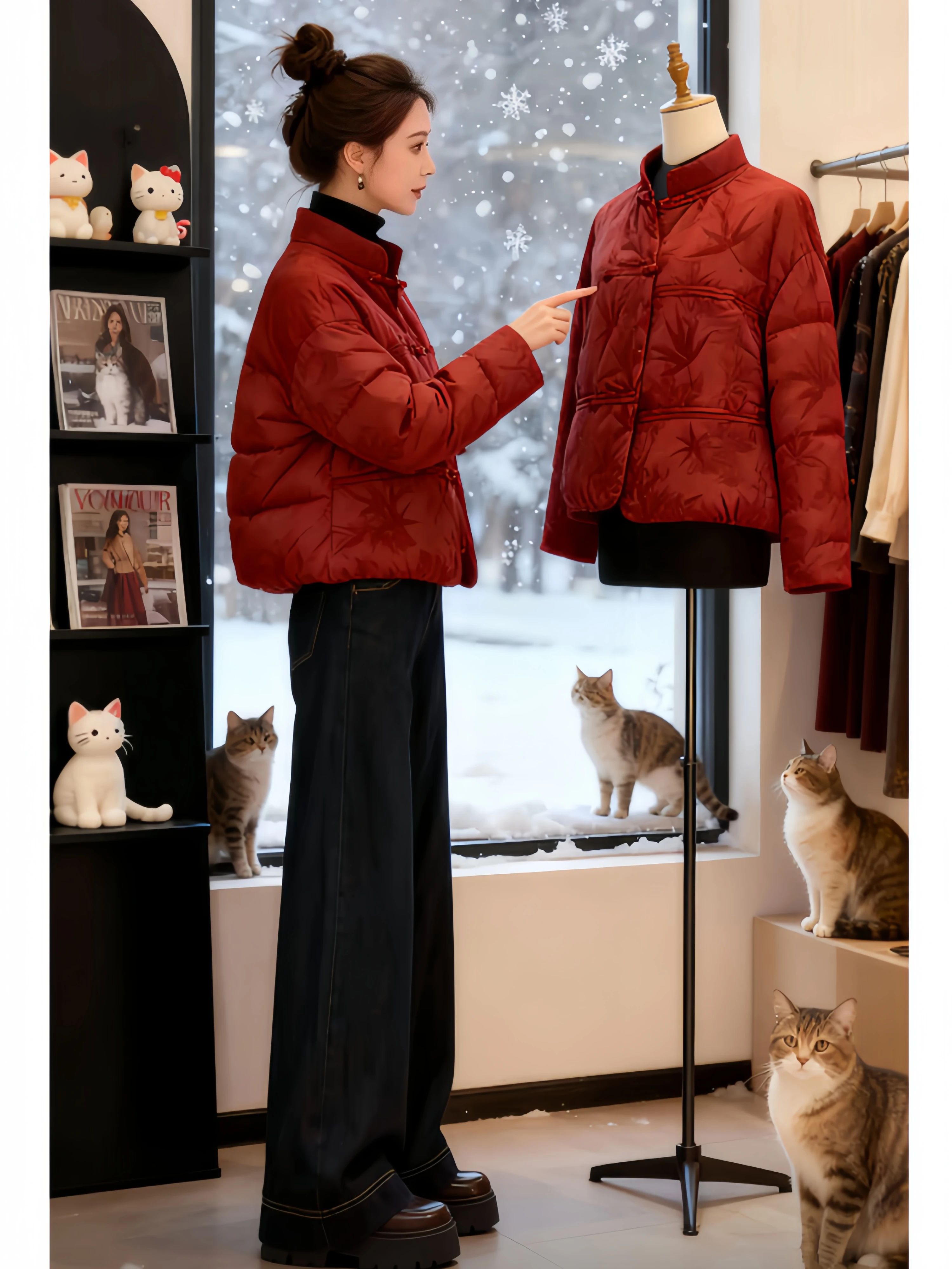 

Unique Beautiful Early Winter Women's Jacket 2026 New High-End Design Sense National Style Button Embroidered down Cotton Coat