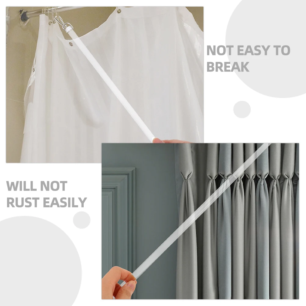 

4pcs Curtain Rod Pull Wand Drapery Opener Pole Blind Stick White Transparent Sturdy Compression Bending Impact Resistance Long
