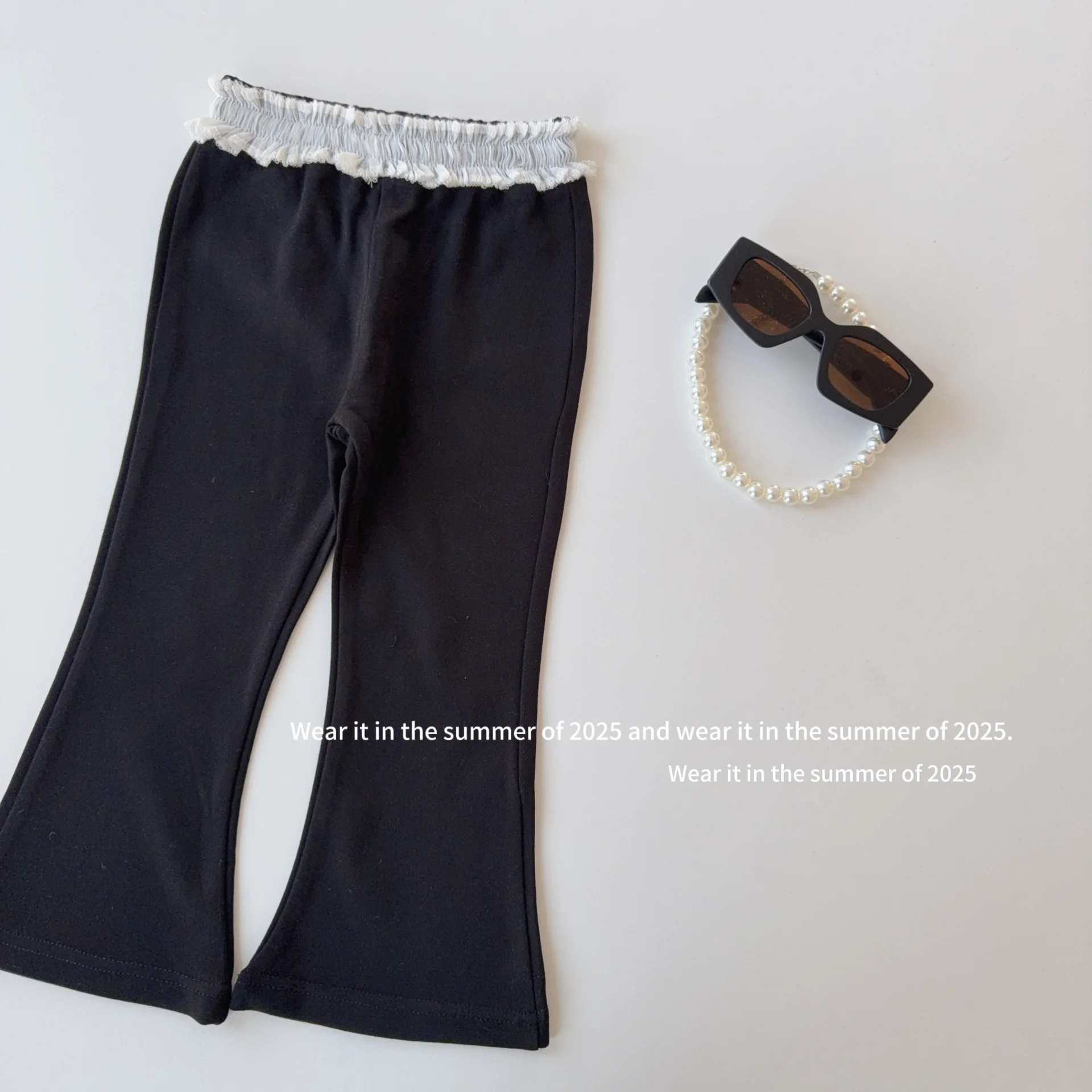 

Girls Pants 2025 Summer New Childrens Clothes Korean Style Baby Girls Fashion Stretch Micro Pants Casual Simple Daily