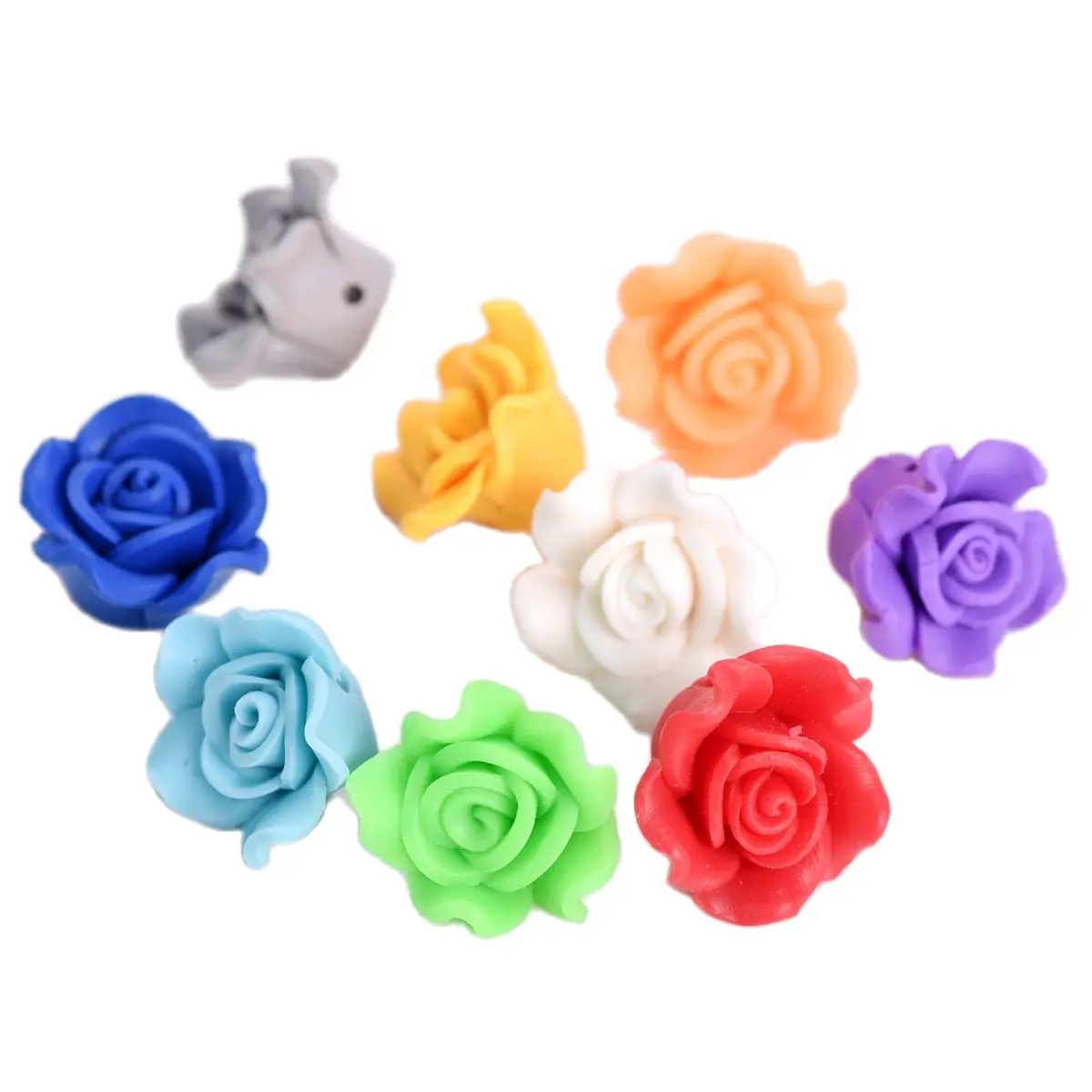 10pcs Random Mixed Flower Shape 20mm Handmade Polymer Clay Loose Beads For Jewelry Making DIY Bracelet