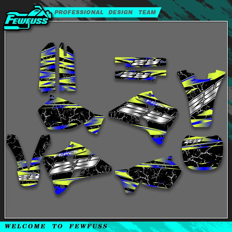 Fewfuss Graphics Decals Stickers Motorcycle Background Custom Number For YAMAHA YZ125 250 1996 1997 1998 1999 2000 2001