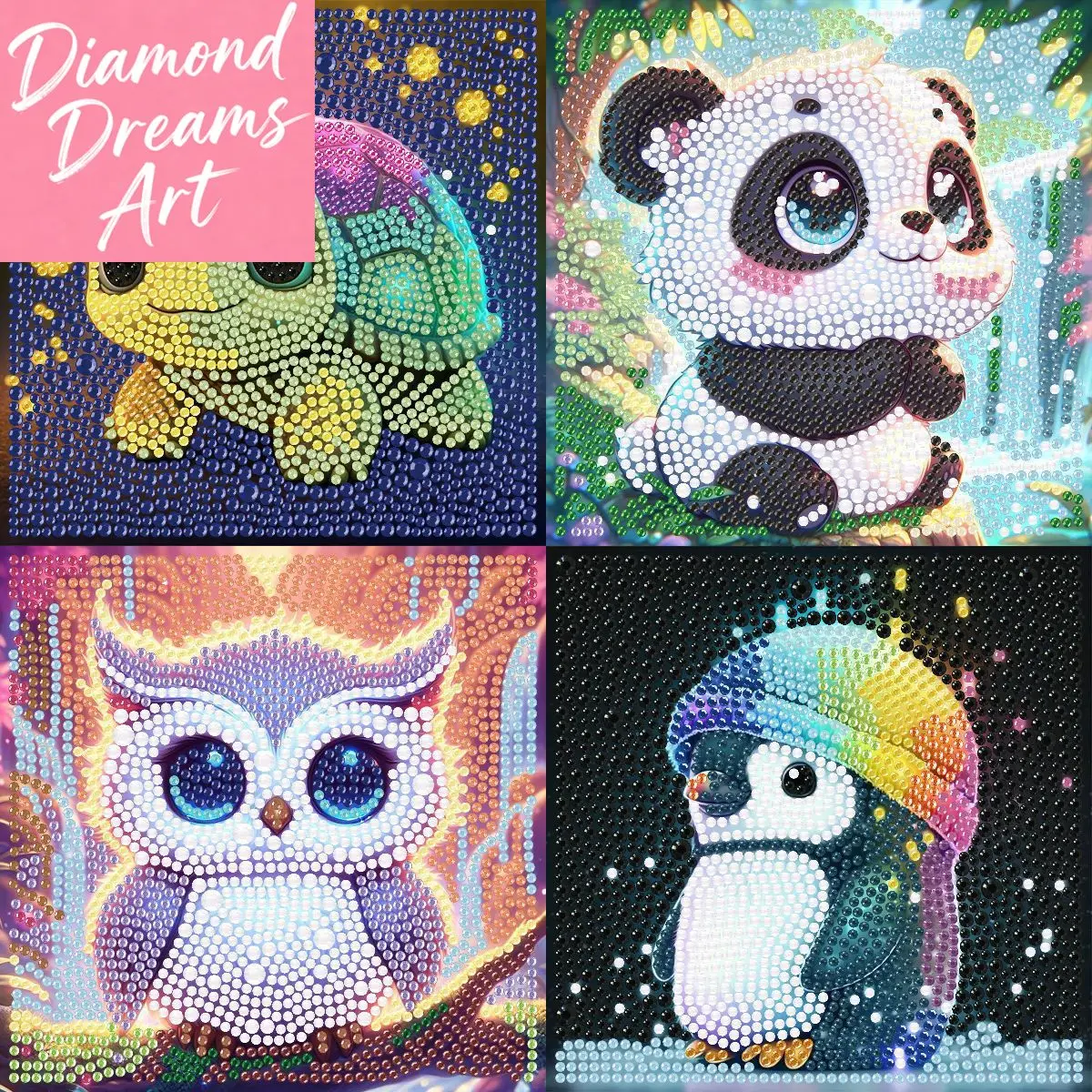 Frameless,Cartoon Animal Crystal Diamond Painting Bright Diamond  Sticker Drawing Children's Handmade DIY Decoration Gift