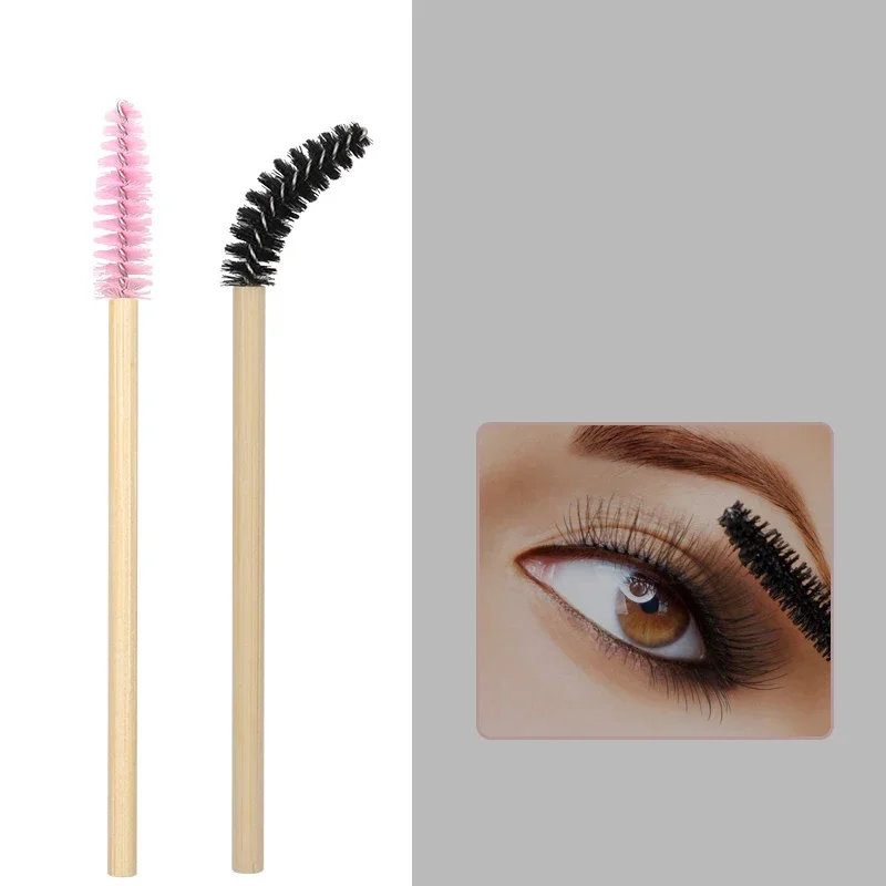 Brosse à cils avec manche en bambou, applicateur de mascara, pinceaux de maquillage, outil d'extension de cils, 50 pièces, 100 pièces