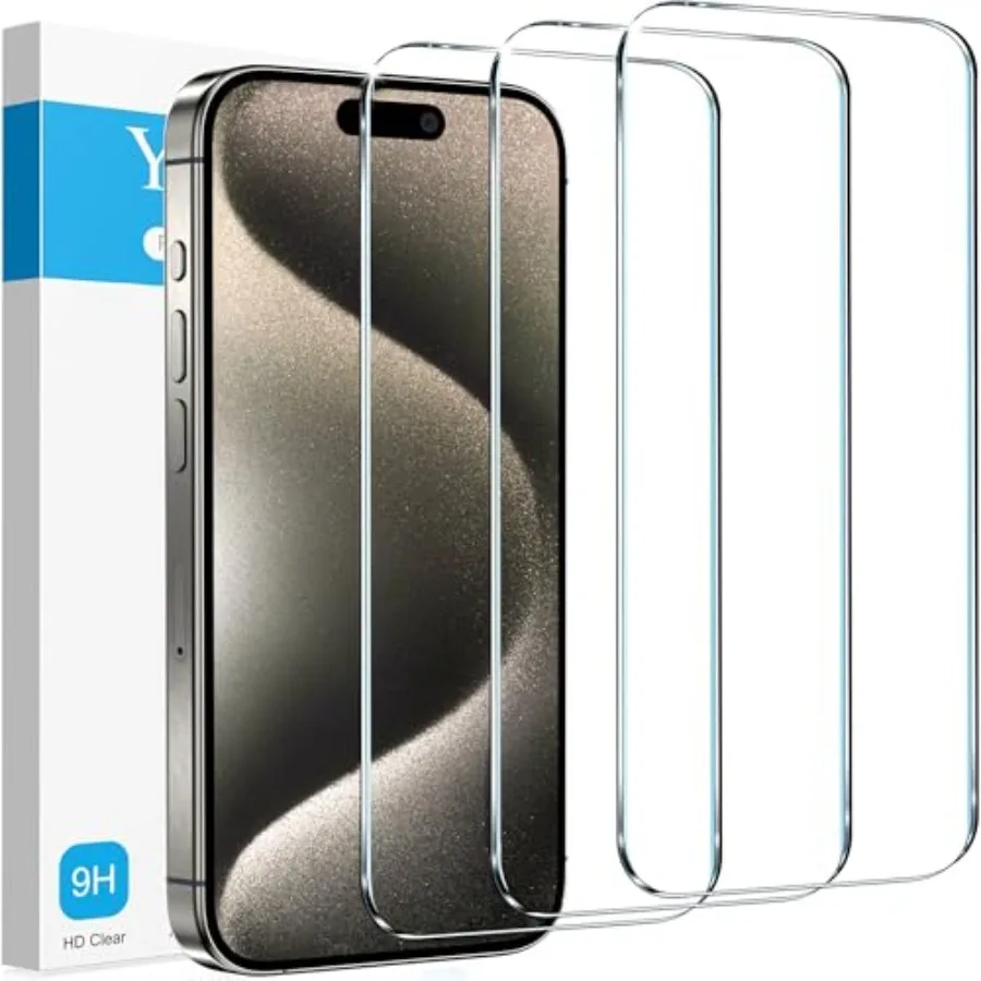 

3 Pack Compatible for iPhone 16 Plus 15 Pro Max 15 Plus Screen Protector Tempered Glass Military Grade HD F Case Friendly