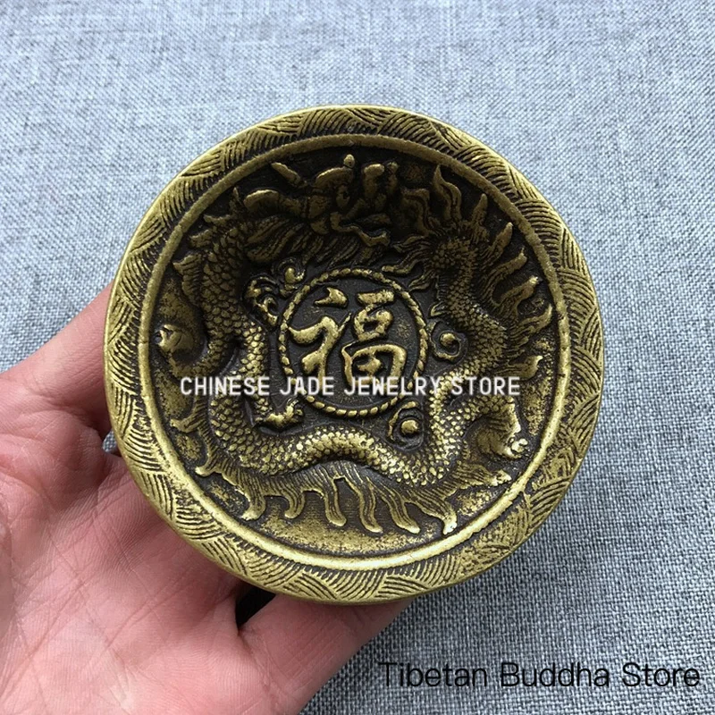 Brass and pure copper cast copperware for attracting wealth and prosperity, golden dragon brings fortune, copper bowl, tea bowl,