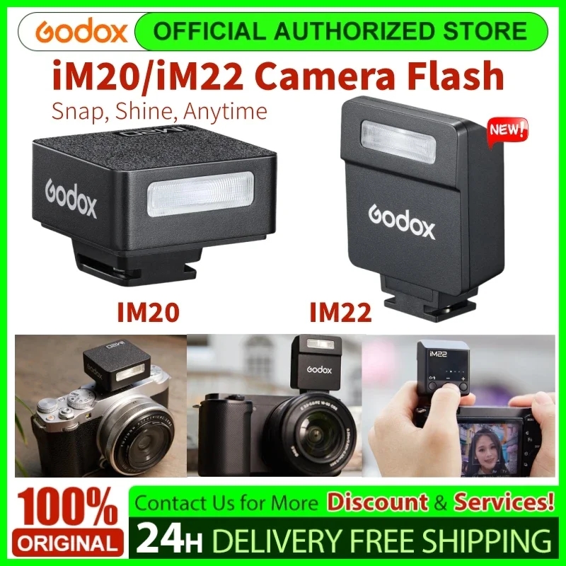 Godox IM20 IM22 Mini Flash Manual Flash for Various Camera Models 5 Output Levels of Power Universal Hot Shoe Mount