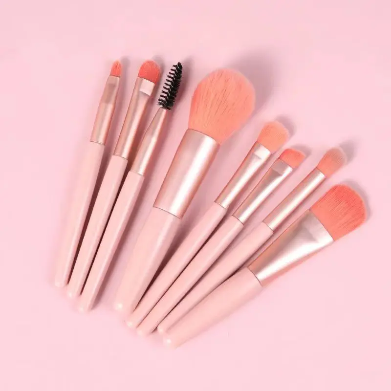 8 Stück Mini Travel tragbare weiche Make-up Pinsel Set Lidschatten Foundation Puder Wimpern Lippen Concealer Rouge Make-up Pinsel Set