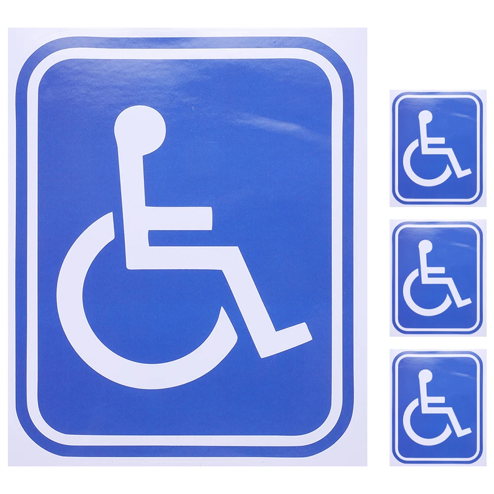 4pcsWheelchair Wheelchair Sign Sticker Obstacle Symbol Wall Sticker Wheelchair Display Sign Sticker Wheelchair Accessible Sign