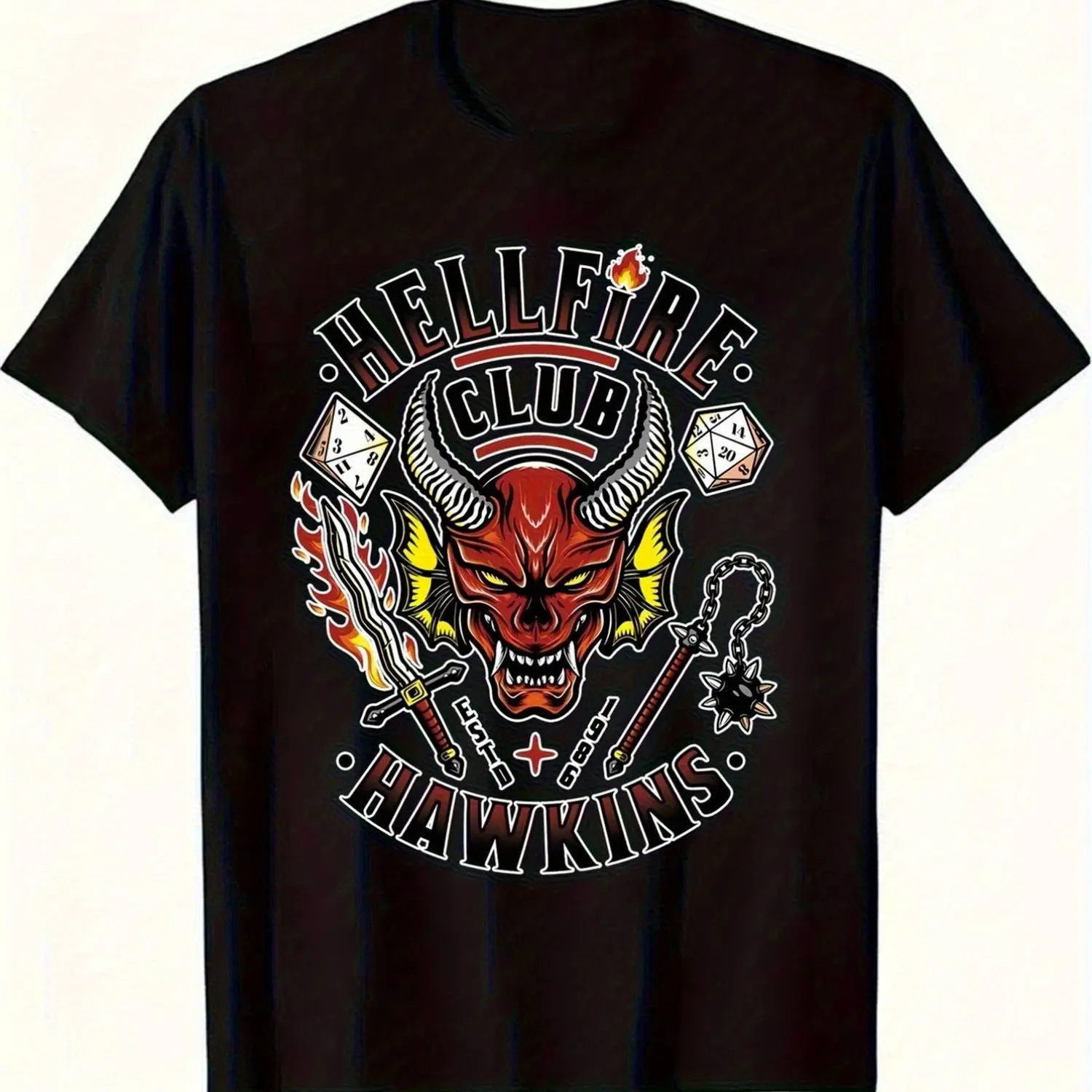 

Футболка с рисунком Hellfleurclub, хлопковый вязаный топ с круглым вырезом, свободная эластичная модная рубашка средней длины, прочный дизайн с принтом для взрослых