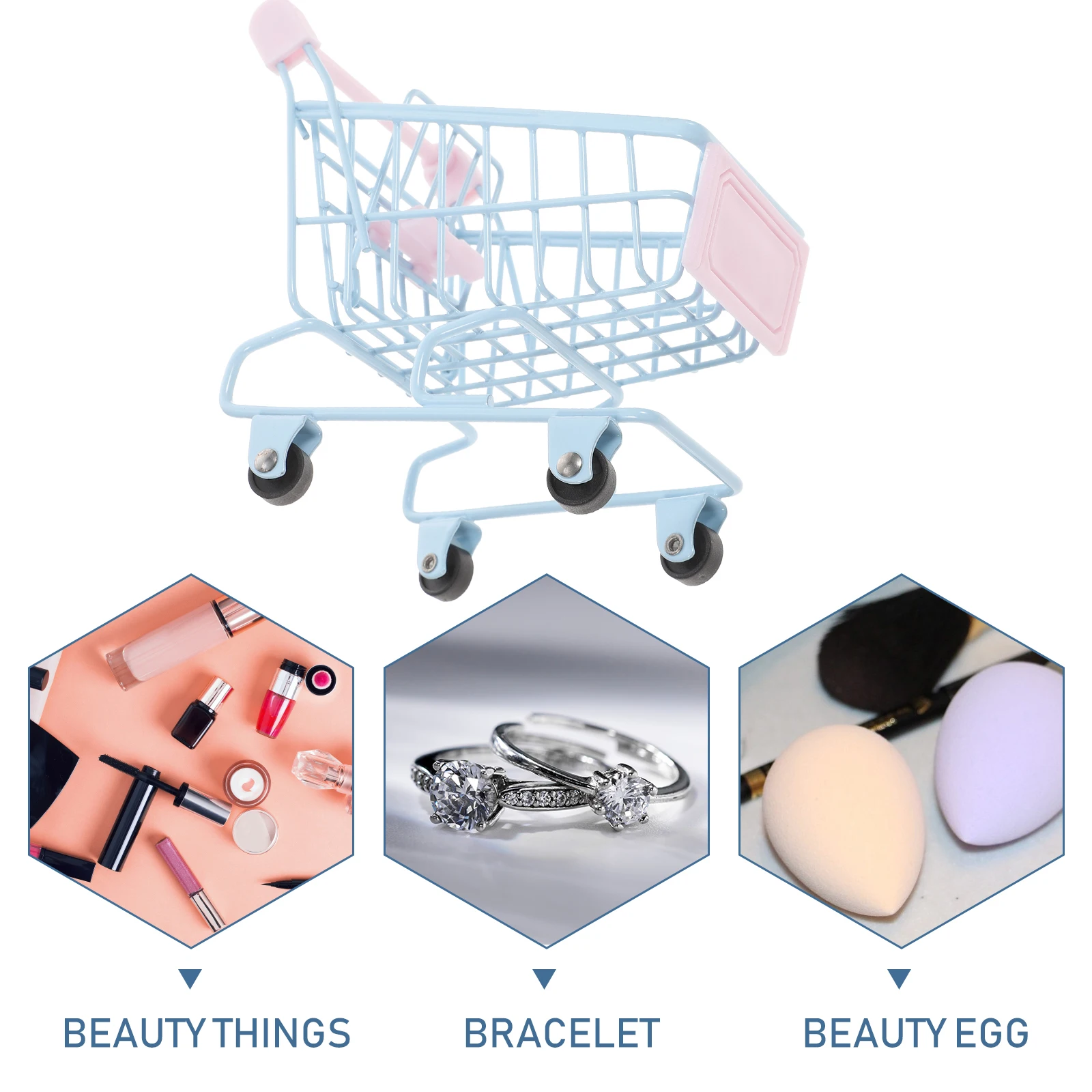 

Shopping Cart Ornaments Storage Toy Craft Small Christmas Mini Carts Iron Desktop Trolley