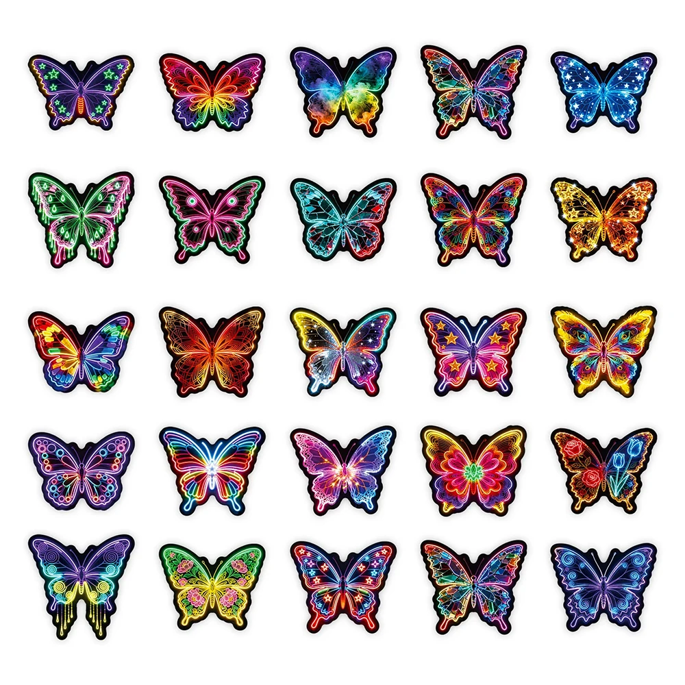 10/30/56 قطعة لطيف النيون نمط فراشة ملصقات الجمالية الكرتون الشارات لعبة DIY بها بنفسك القرطاسية خوذة الدراجة البخارية الكتابة على الجدران ملصق للهدايا #5