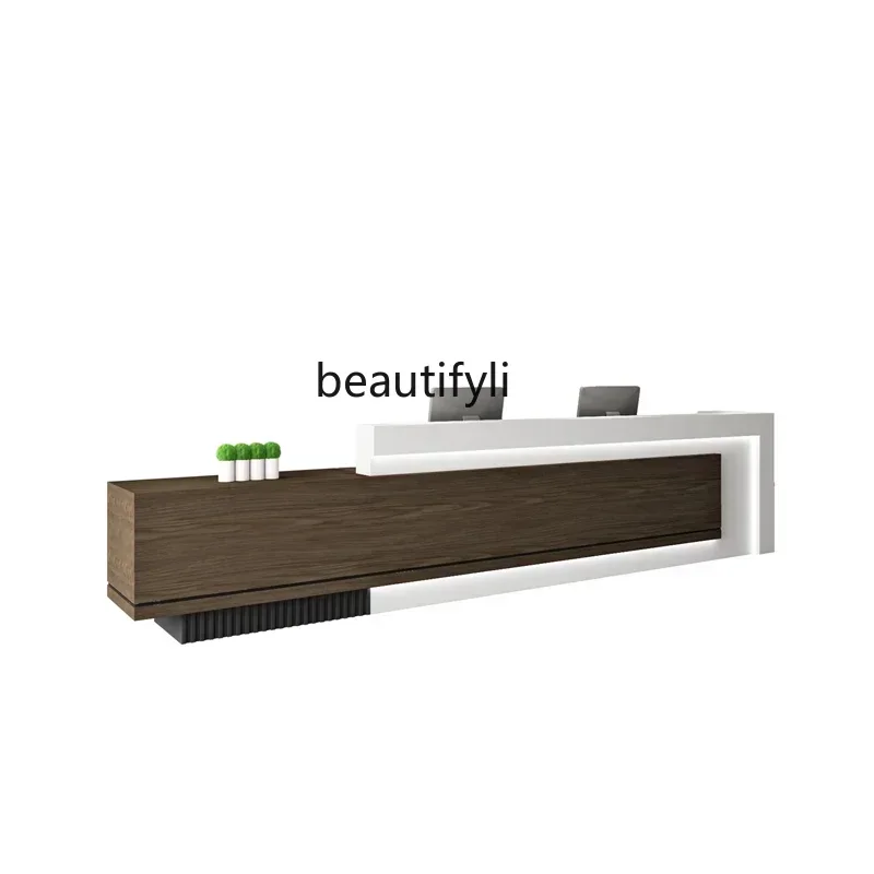 HModern simple baking paint company reception desk hotel lobby checkout page sales office property office area bar