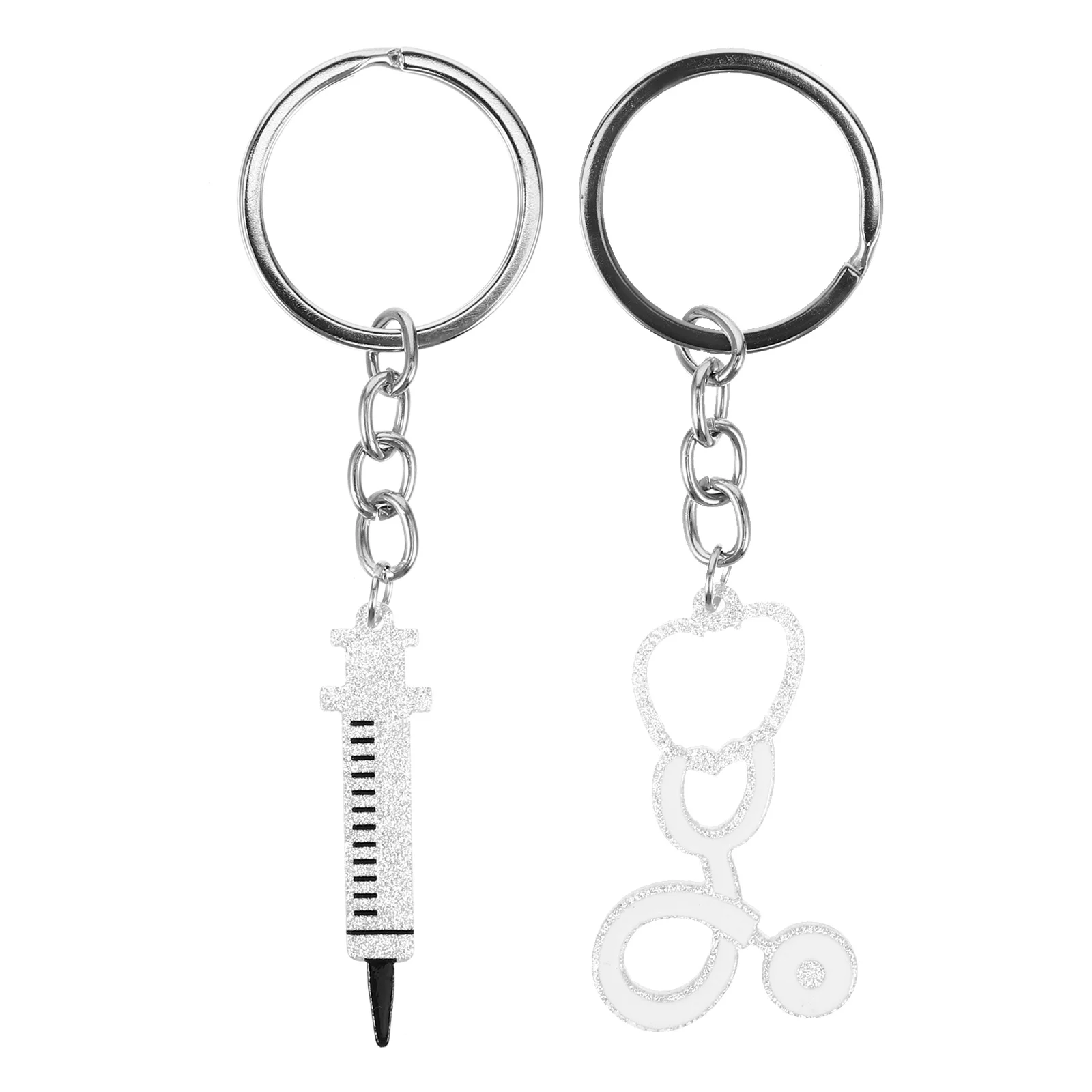 Syringe Stethoscope Keychain Decoration Handbag Pendant Charms Hanging Keyring Doctor Rings Gadget Pendants