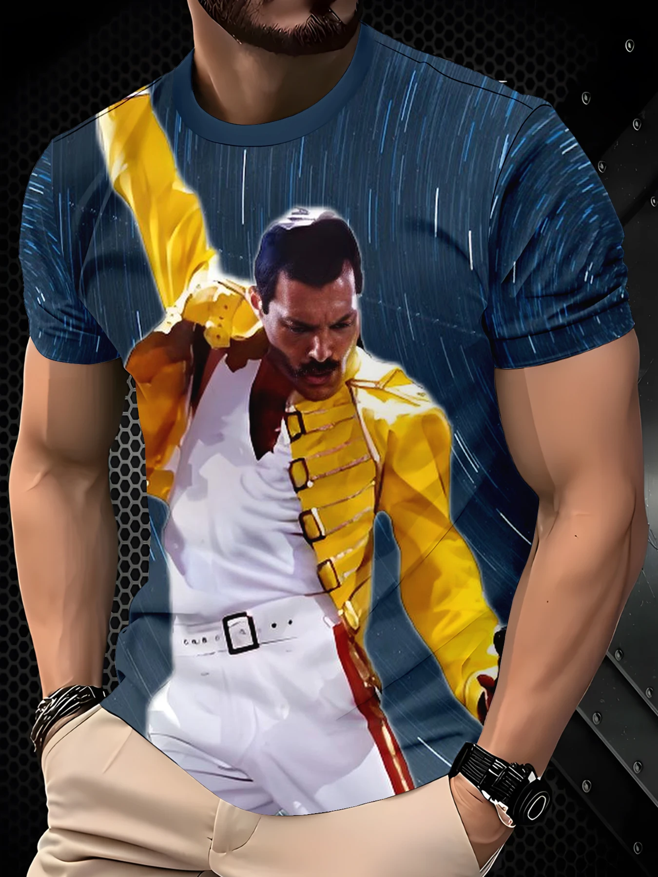 Dynamic Stage Music Character Art Men Casual Short Sleeve Tee