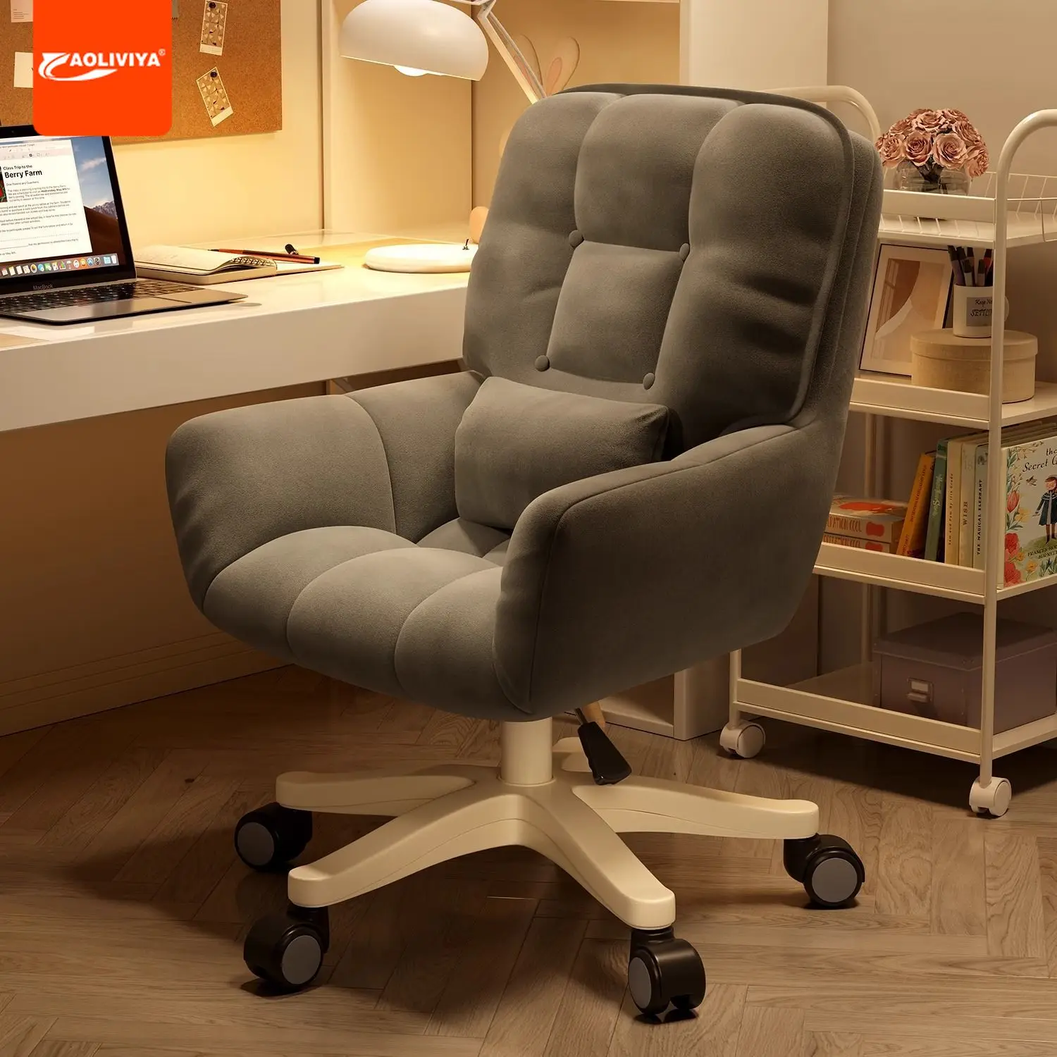 

Aoliviya Girl Computer Chair Dormitory Chairs Bedroom Comfortable Sitting Desk Chair Makeup Stool Office Live Swivel Chair Couch