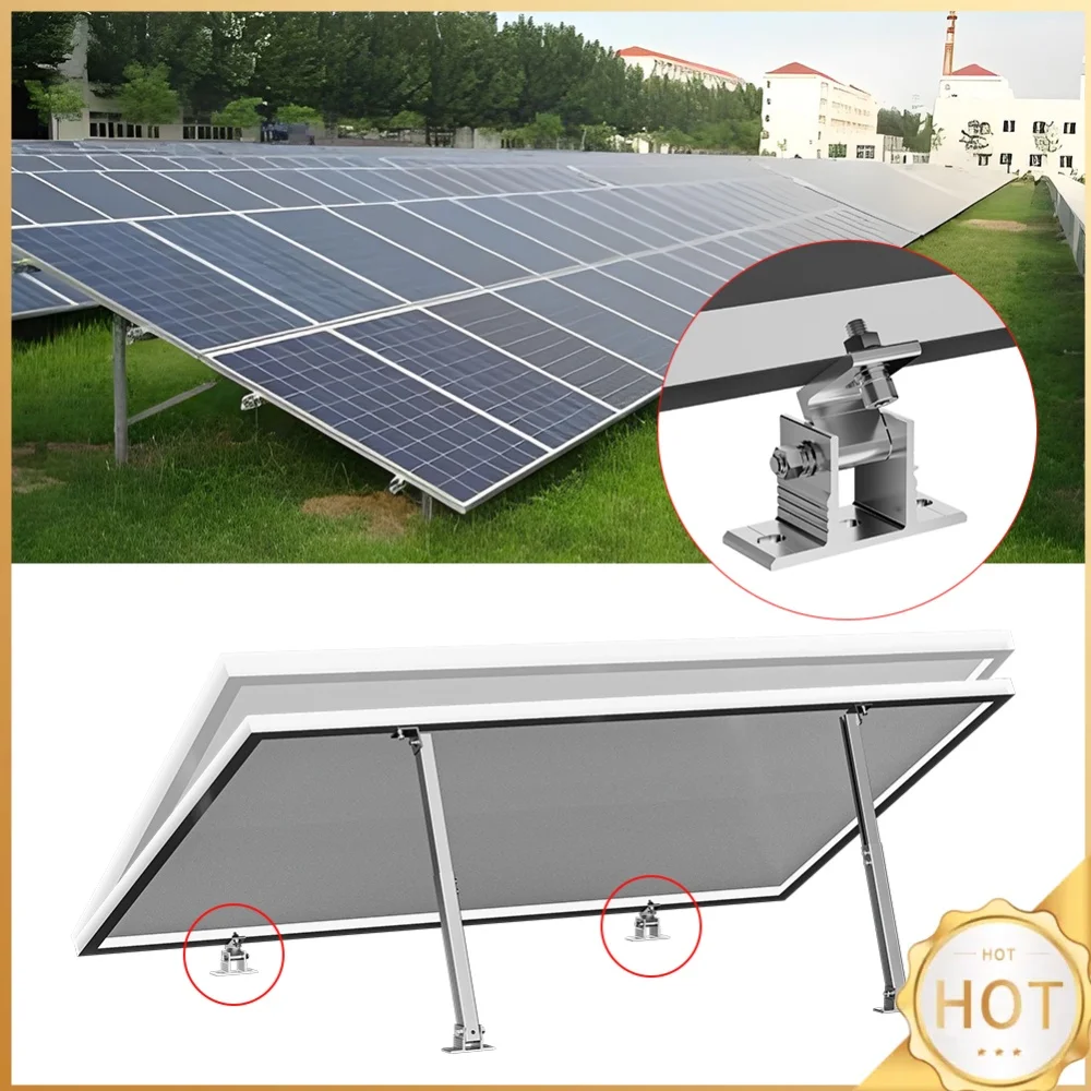 Solar Panel Mount Support Adjustable Solar Panel Mounting Bracket Aluminum Alloy Flat Roof Mount Holder 15-30 Degrees