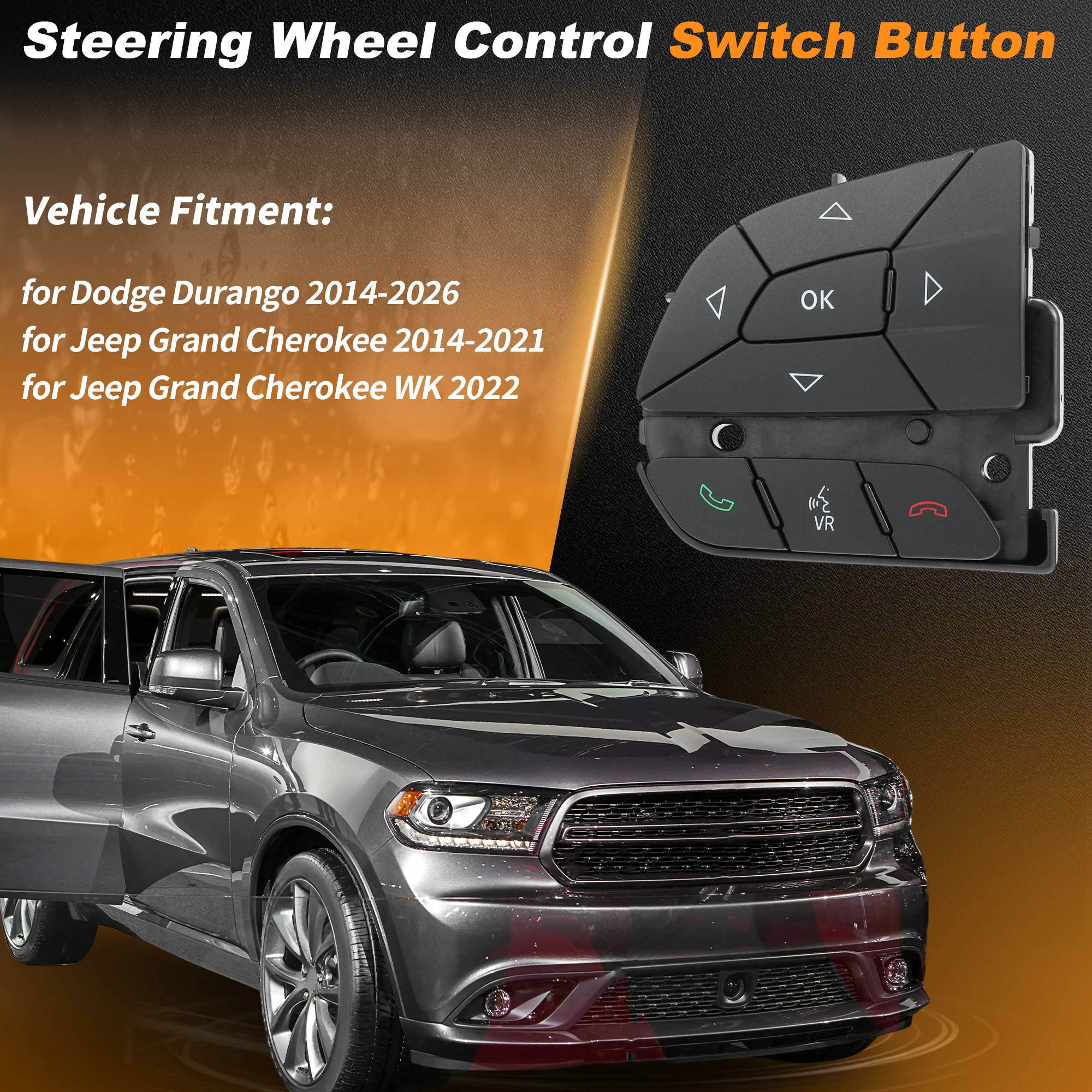 UXCELL Left Steering Wheel Audio Control Switch 68321891AA for Dodge Durango 2014-2026