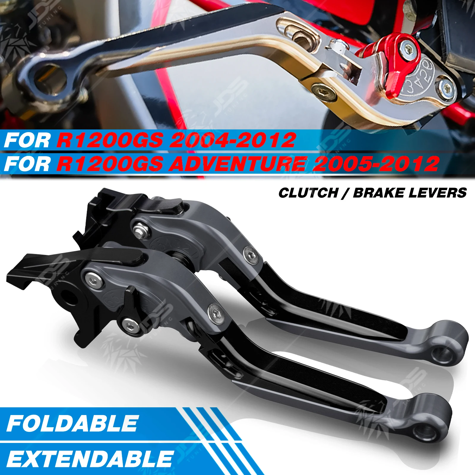 

JDSTUNING For BMW R1200GS/R1200GS ADVENTURE 2004-2012 Clutch Lever Brake Lever Set Foldable Adjustable Handle Levers Accessories