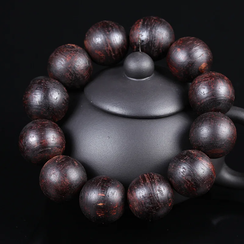 Burma Jiangzhenxiang Beaded Bracelet Black Oil Hemp Silk Agarwood Ethnic Style Wooden Bracelet Gifts Agarwood  Wooden Bracelet