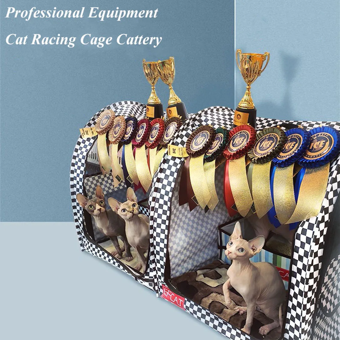 Pet Cat Cage For Cat Exhibition Foldable Cattery Delivery Room Professional Cat Competition Cage