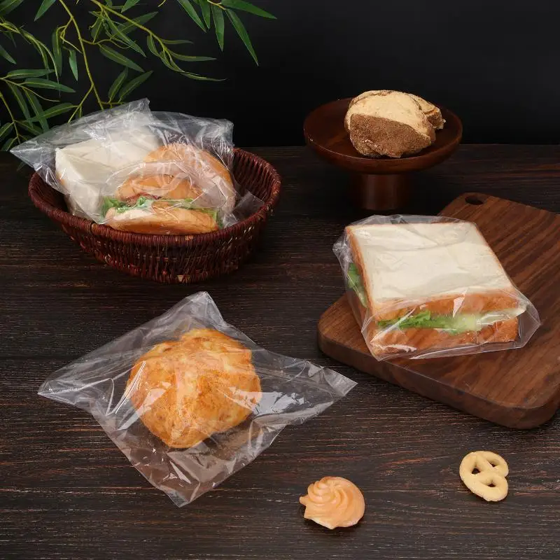 Transparent Disposable Hamburger Bags 100PCS Food Grade Self Adhesive for Sandwich Snack Kids Lunch Packing