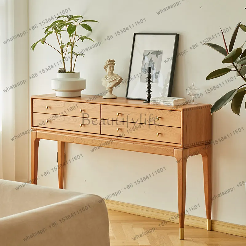 2026 new solid wood porch table, locker, aisle side cabinet