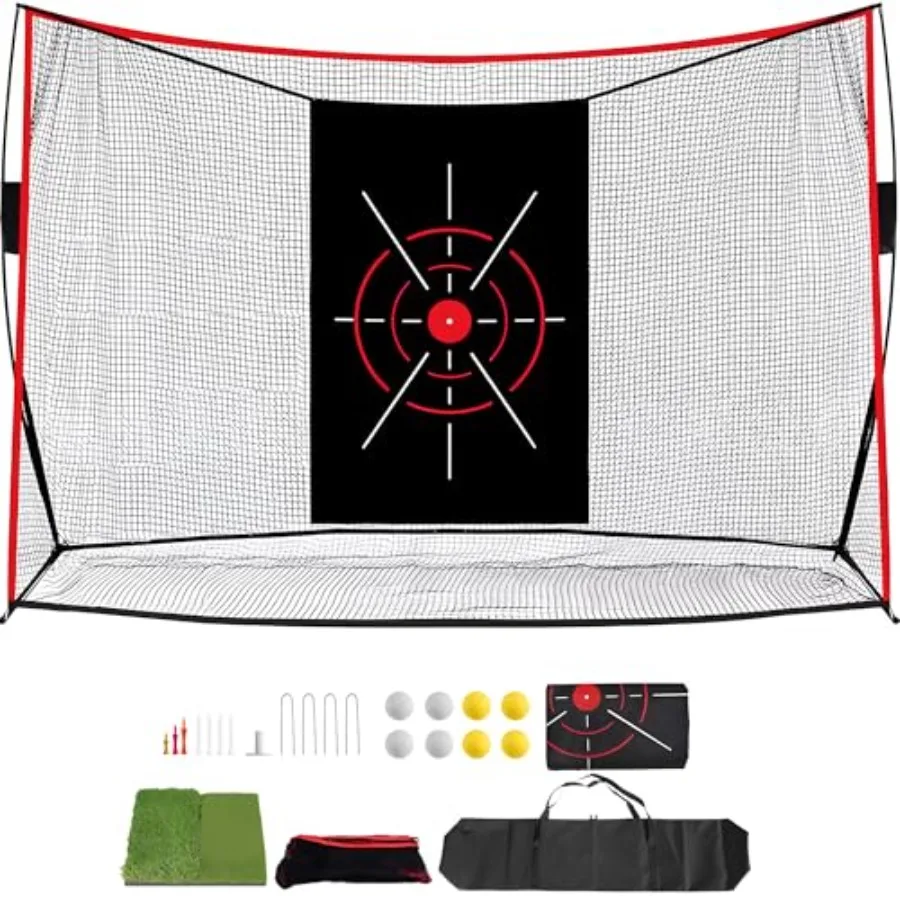 

Golf Net, 10x7ft Golf Hitting Nets with a Turf Mats, Golf Practice Net for Backyard, Garage, Terrace Equipped with Noise Free T