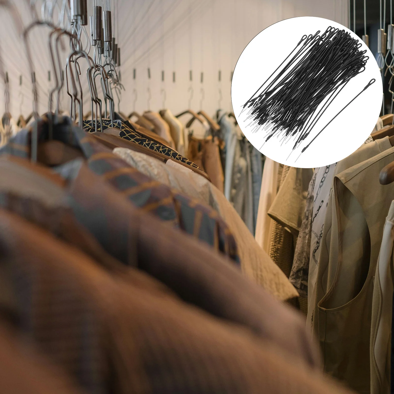 

100Pcs Tag Cord Steel Wire Anti-Theft Security Loops for Retail Store Clothing Shoes Hats Tag Fastener Strings