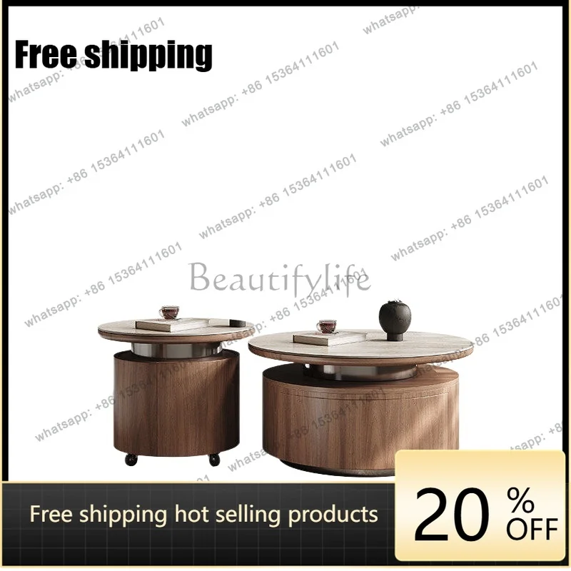 YJ sofa side coffee table movable household small apartment living room retro kung fu tea integrated