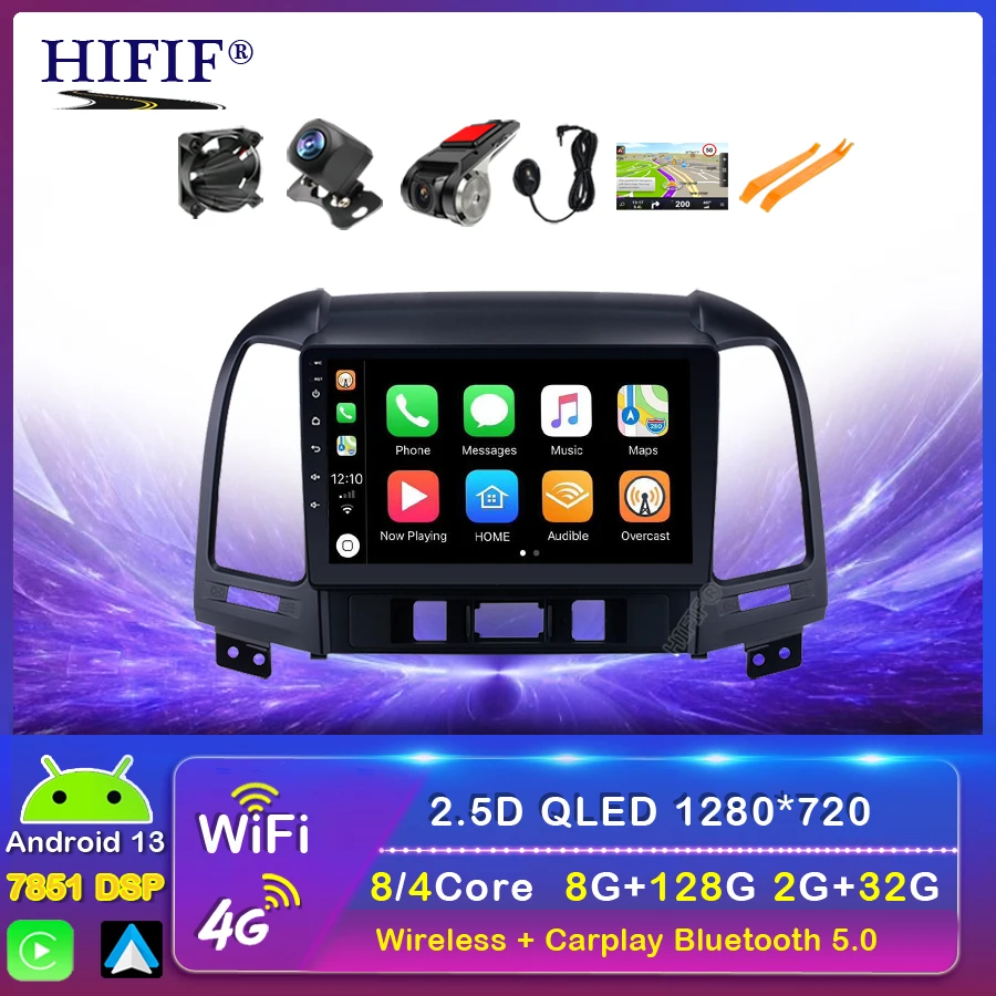 IPS Android 13 2G+32G DSP Car Radio Multimedia Video Player For Hyundai Santa Fe 2 2006-2012 Navigation GPS 2 din no dvd