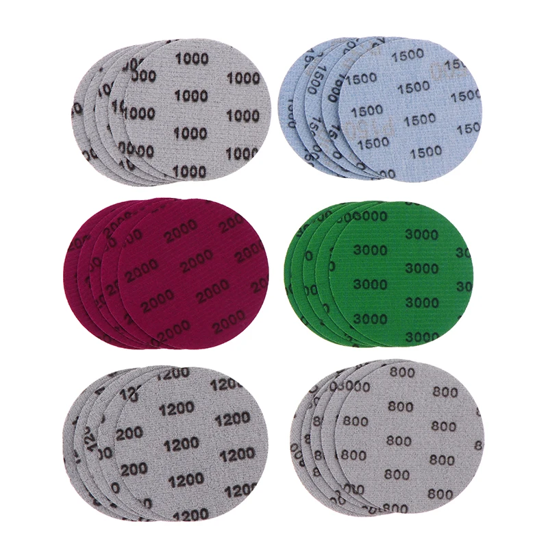 30Pcs 3 Inch 75MM Sanding Paper Set 800-3000 Grit Wet Dry Sanding Discs Hook Loop Sandpaper Abrasive Tools Fit For Metal Wood