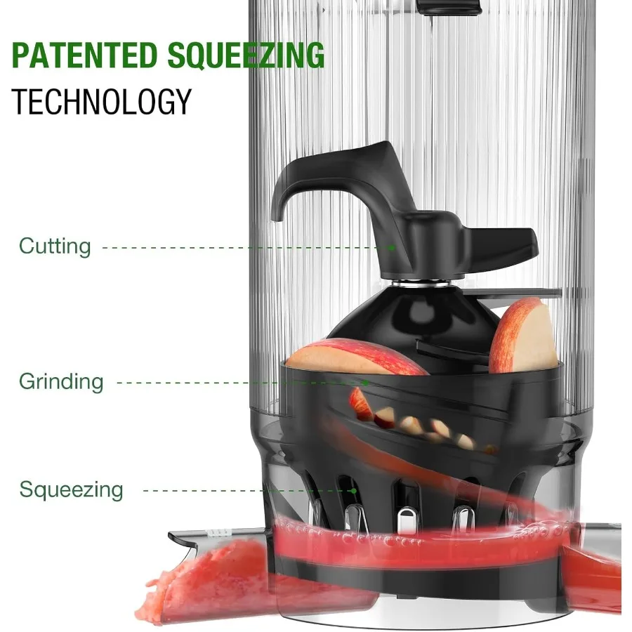 آلات عصارة بالضغط البارد مع شلال تغذية كبيرة جدًا مقاس 5.3 بوصة مصممة للفواكه والخضروات كاملة لاستخلاص العصير العالي E