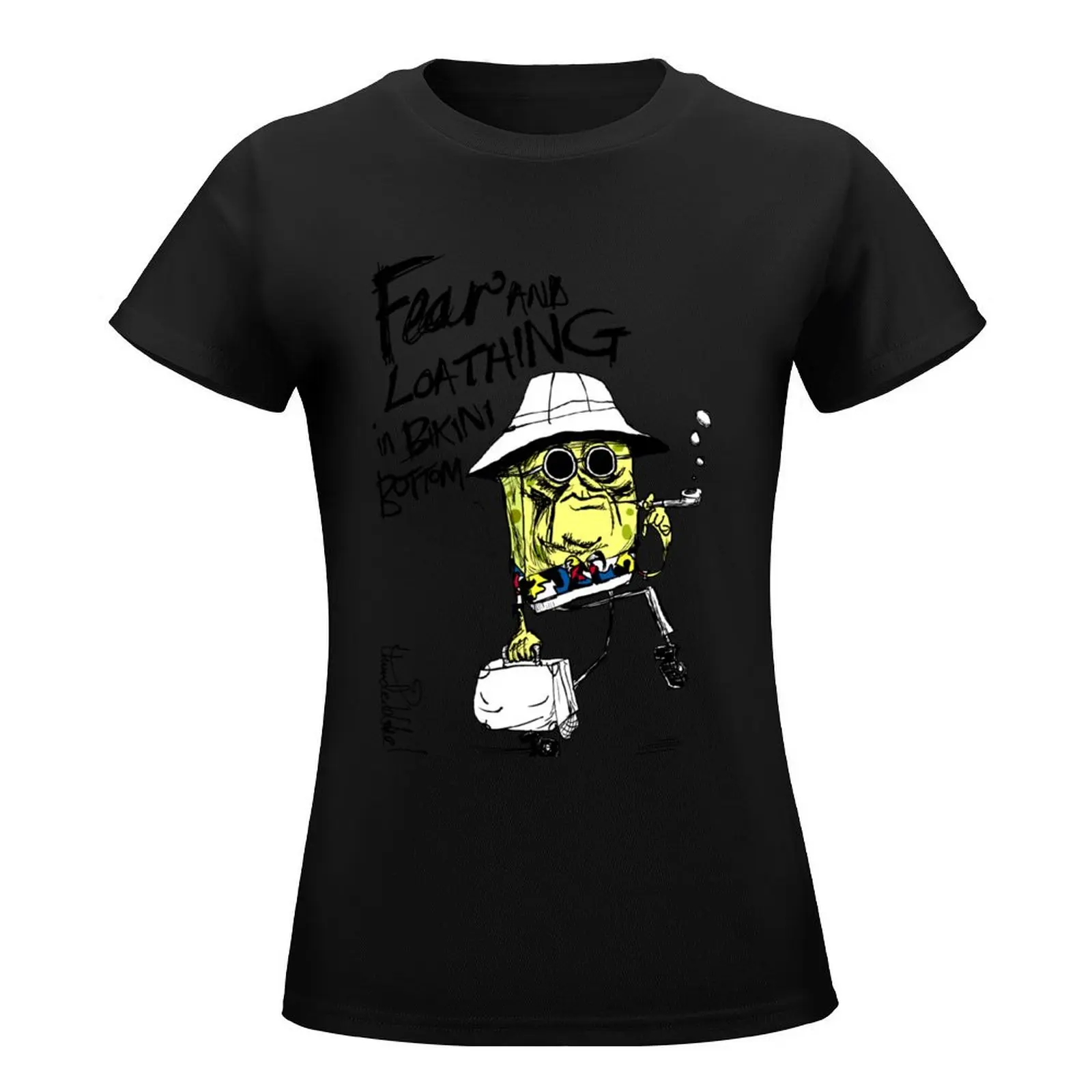 เสื้อยืดแขนสั้นลาย Fear and loathing in Bikini BOTTOM ความงามเสื้อผ้าเสื้อยืดผู้หญิงเกาหลีเสื้อผ้าหน้าร้อน