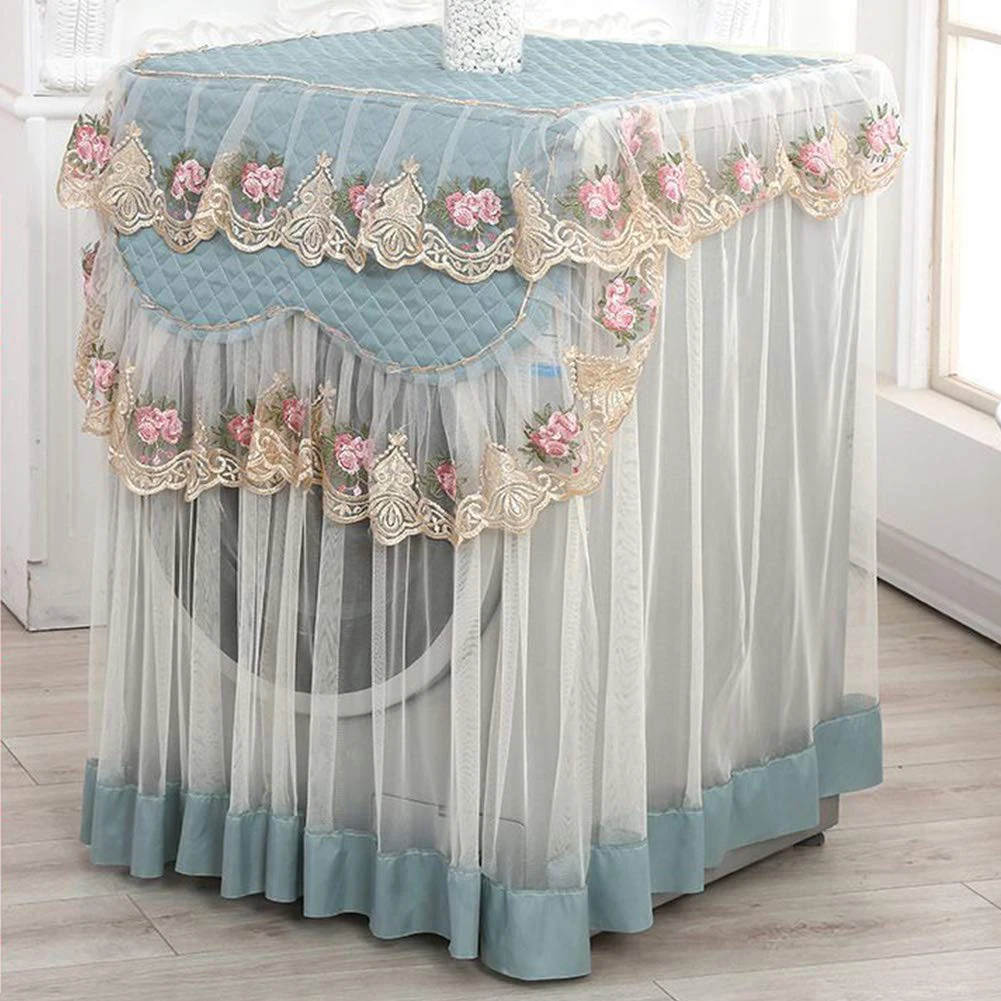 Lace Dust Proof Protector Floral Style Home Decor Washing Machine Cover Pink Blue Washable 60*60*85cm Home Decoration