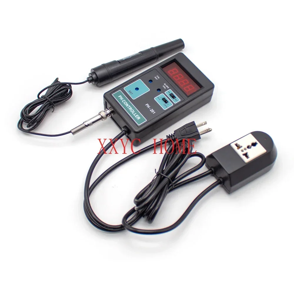 PH-201 Digital LCD Display PH CO2 Controller Meter Aquarium Fish Tank 0.00~14.00PH Range + Switched Socket AC 100-240V