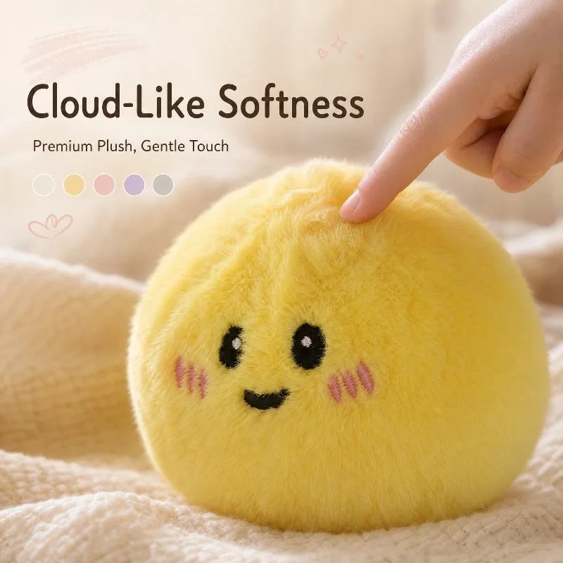 New Emotional Support Bun Plush Toy, Random Color Cute Squishy Bun Stuffed Doll, Soft Plush Gift for All Ages (Base Not Included