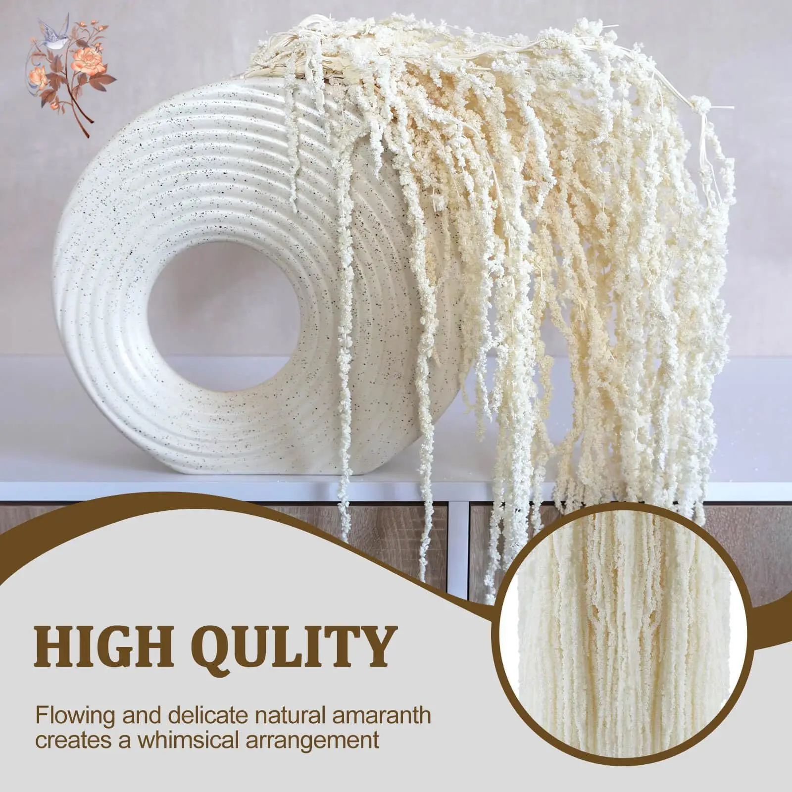 2/5 قطعة زهور أمارانثوس المحفوظة الحقيقية الأبيض المجففة الوستارية معلقة الزهور ترتيب الجدار قوس الزفاف ديكور المنزل زينة عيد الميلاد