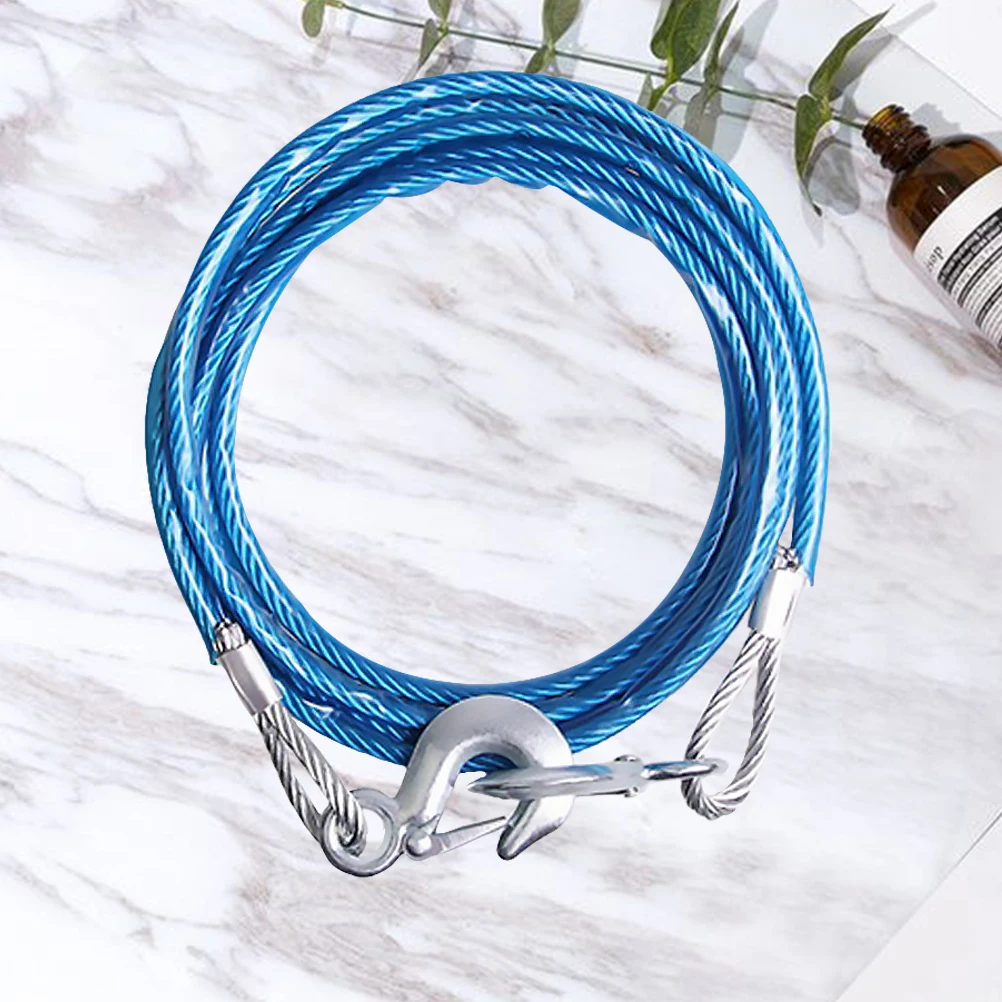 

1pc 4M Car Hauling Rope Sturdy Trailer Cable 5 Tons Fluorescent Eagle Beak Hook Towing Rope Forged Iron Hook Winch Steel Wire