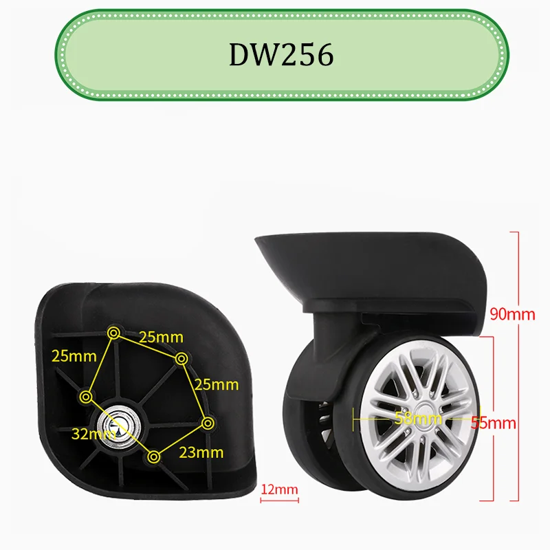 For American Tourister DW256 Universal Luggage Wheel Mute Wear-resistant Push-pull Smooth Luggage Replacement Accessories Wheels