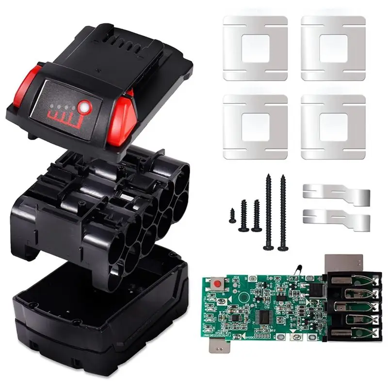 Aug. 18V 10-Cell 3.0Ah 4.0Ah 5.0Ah 18650 Battery Case Replacement Parts Black & Green For Battery Broken Plastic Case Replacemen