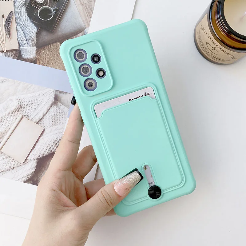 Shockproof Card Slot Bag Phone Case For Samsung Galaxy A51 A52 A53 A55 For Samsung A71 A72 A82 Soft Silicone Wallet Back Cover