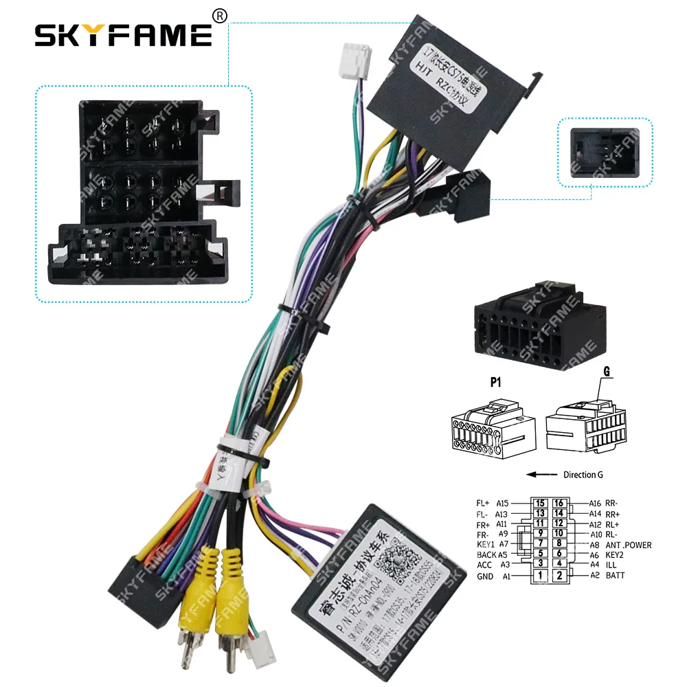 SKYFAME Car 16pin Wiring Harness Adapter Canbus Box Decoder For Chana CS75 2017 Android Radio Power Cable RZ-ChAn04