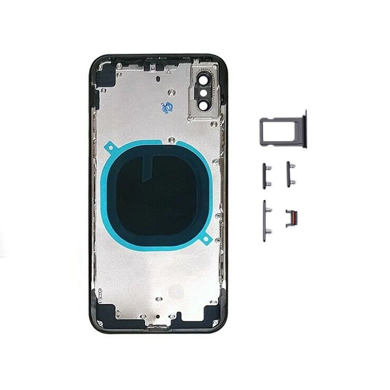 Back Housing For iPhone X Xs Max Back Battery Door Glass with Middle Chassis Frame SIM Tray Side Key Parts Back Housing For