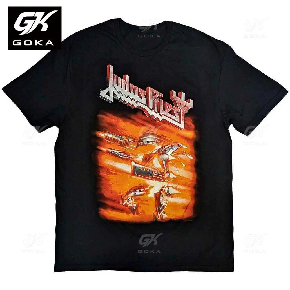 Judas Priest 'Firepower' Graphic T Shirts for Mens Clothing Cotton Tees Women Vintage Tops Printed T-shirt Y2K Classic T Shirt