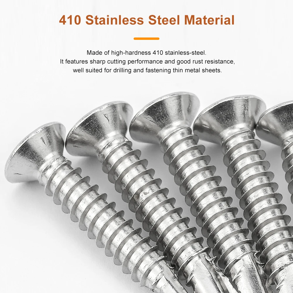 Cross Countersunk Head Self Drilling Screw M2.9 M3.5 M3.9M4.2M4.8 M5.5 M6.3 410 Stainless Steel Phillips Flat Head Tapping Screw