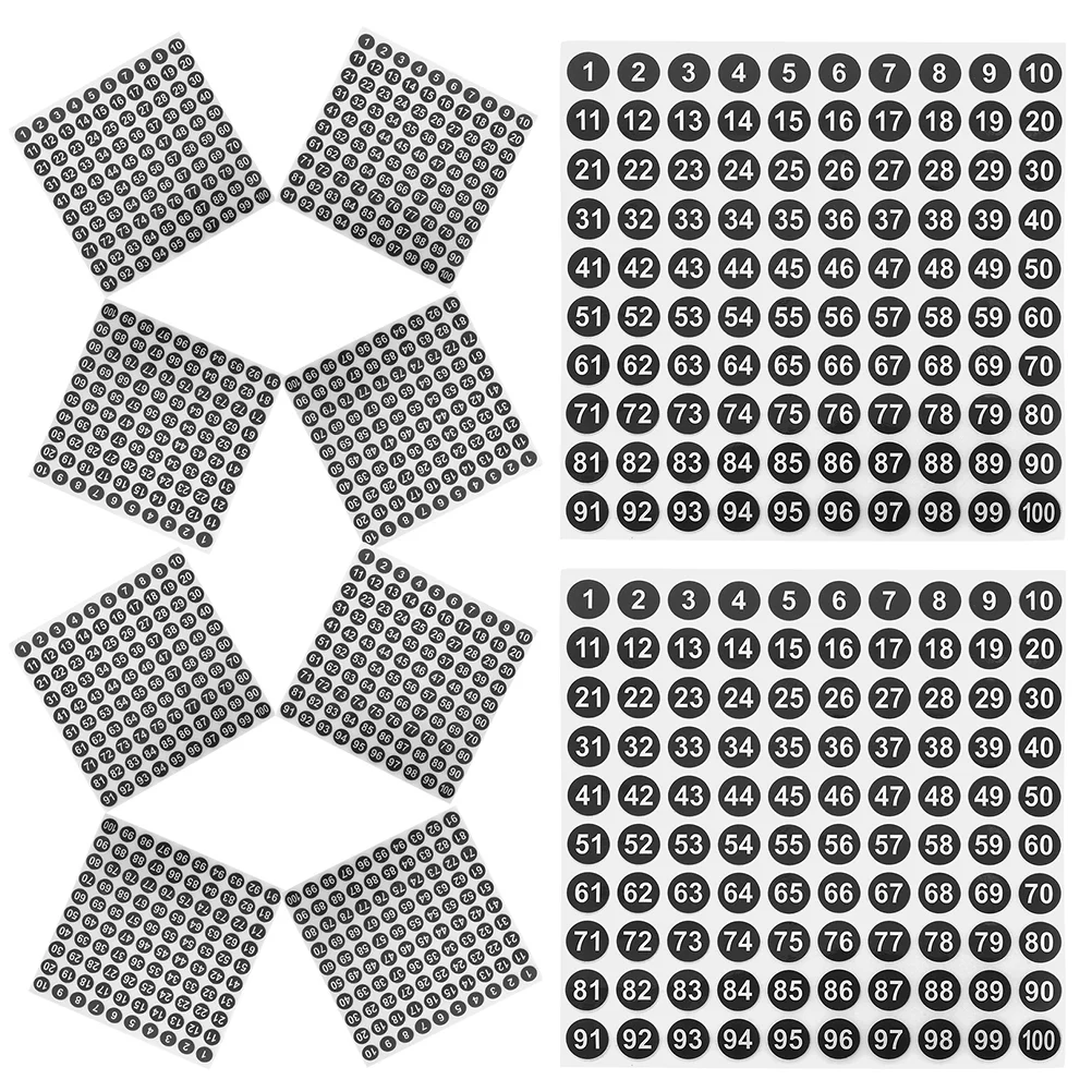 100 Sheets Round Number Stickers Numbered Labels Universal Self Adhesive Numbers Copper Plate Mini Dot