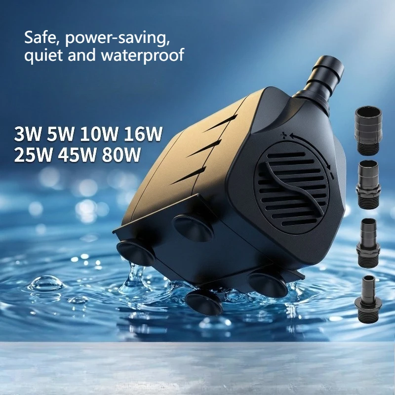 110V US Standard Submersible Aquarium Circulation Pump, Rock Garden Silent Submersible Pumps, Pond Waterfall Pumps