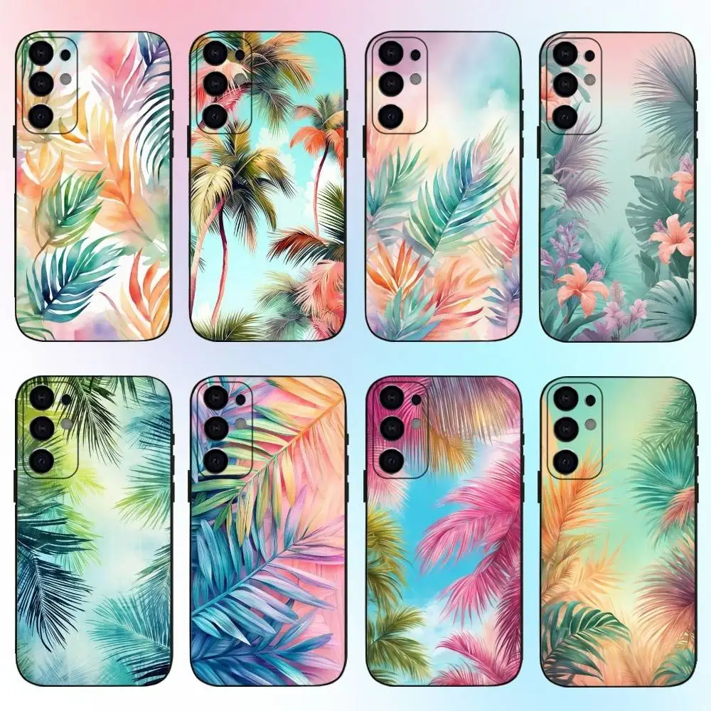 

Palm tree Leaves Plant Flower Phone Case For Samsung S25,S24,S21,S22,S23,S30,Ultra,S20,Plus,Fe,Lite,Note,10,9,5G Black Cover